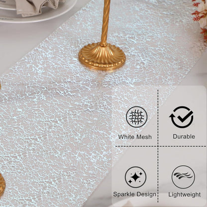 Snowkingdom 2 Pieces Gold Table Runner, Sequin Glitter Foil Metallic Thin Mesh Runner Roll 11"x108", Gold Table Decorations for Event Party, Wedding, Birthday Party, Christmas