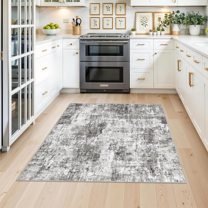 2x3 Washable Non-Slip Area Rug - Soft Low Pile Throw Rug for Kitchen Entryway Bedroom - Modern Indoor Door Mat with Rubber Backing (Beige Grey) - Colors A