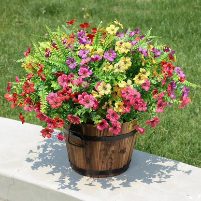 HyeFlora Artificial Flowers for Outdoor Indoor Garden Home Decoration, Faux Flower Daisy with Eucalyptus Leaves Fake Plants Greenery Boxwood Porch Patio, 12 Bundles (Mix Pink Red Purple Yellow)