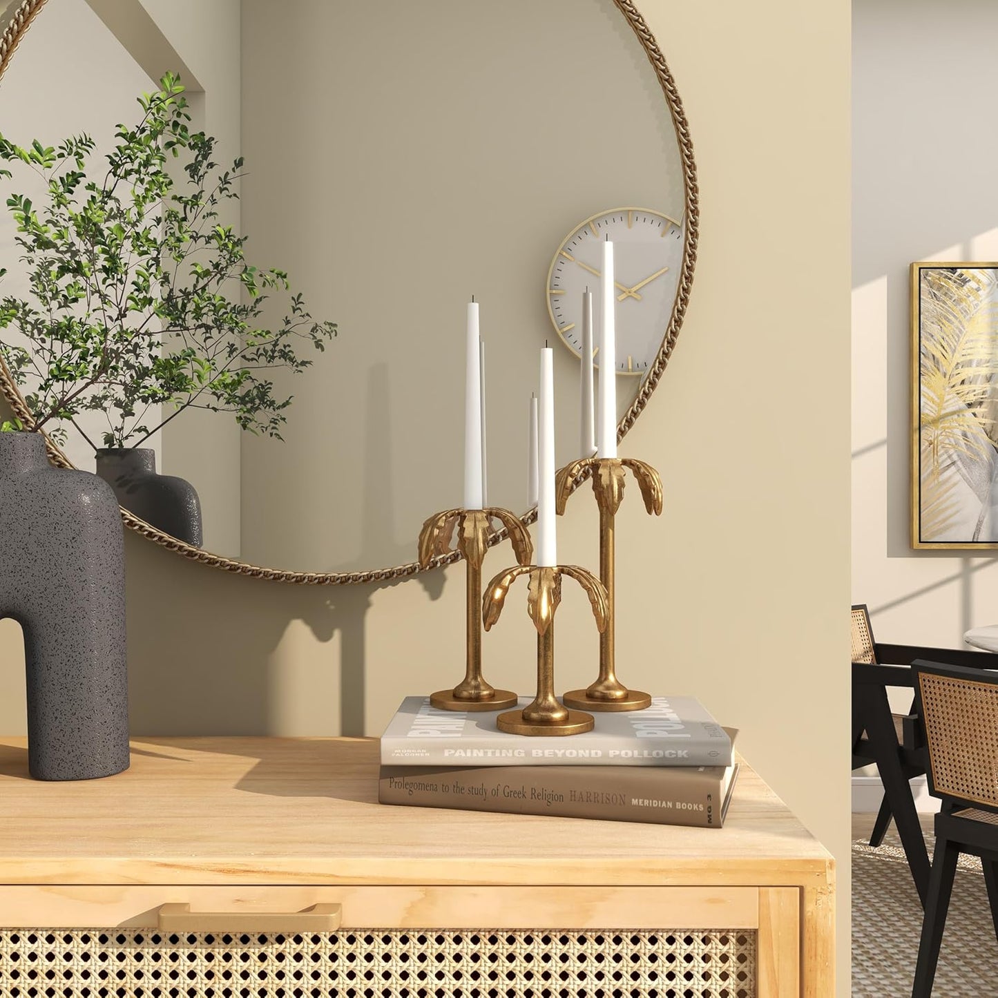 Deco 79 Metal Abstract Decorative Candle Holder Mushroom Inspired Candle Stand, Set of 2 Candlestick Holder 11", 14"H, Gold