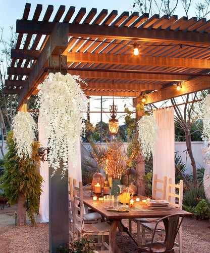 RECUTMS Artificial Hanging Plants Fake Hanging Plant Faux Eucalyptus Leaf Greenery Vine Outdoor UV Resistant Plastic Plants Home Garden Wedding Party Indoor Outdoor Decorations(White)