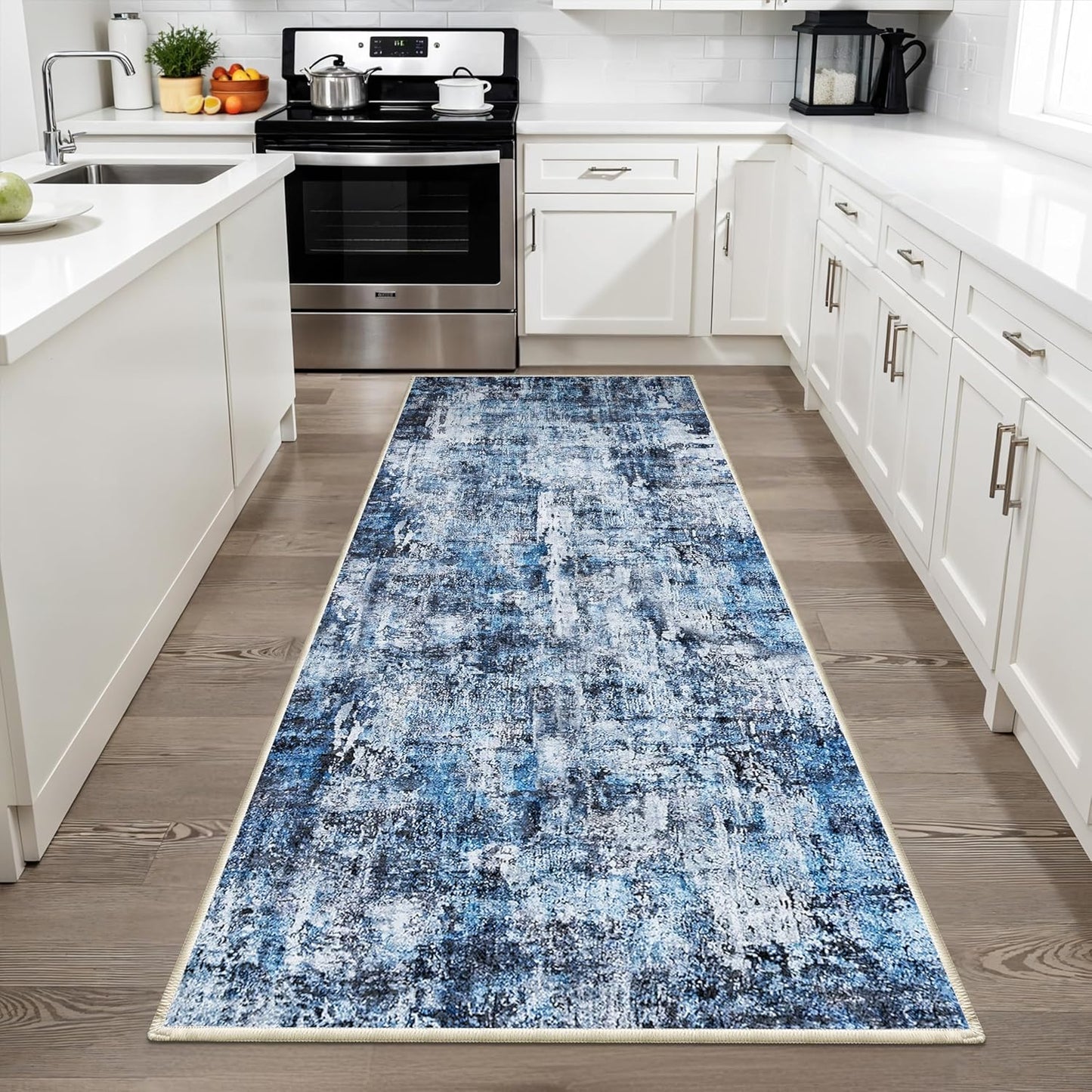 2x3 Washable Non-Slip Area Rug - Soft Low Pile Throw Rug for Kitchen Entryway Bedroom - Modern Indoor Door Mat with Rubber Backing (Beige Grey) - Colors B