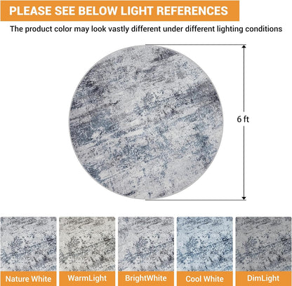 8x10 Area Rugs for Living Room Rug Washable: Abstract Large Rug for Dining Room Bedroom Carpet Non Slip 8 by 10 Indoor Modern Nursery Home Office Blue Grey