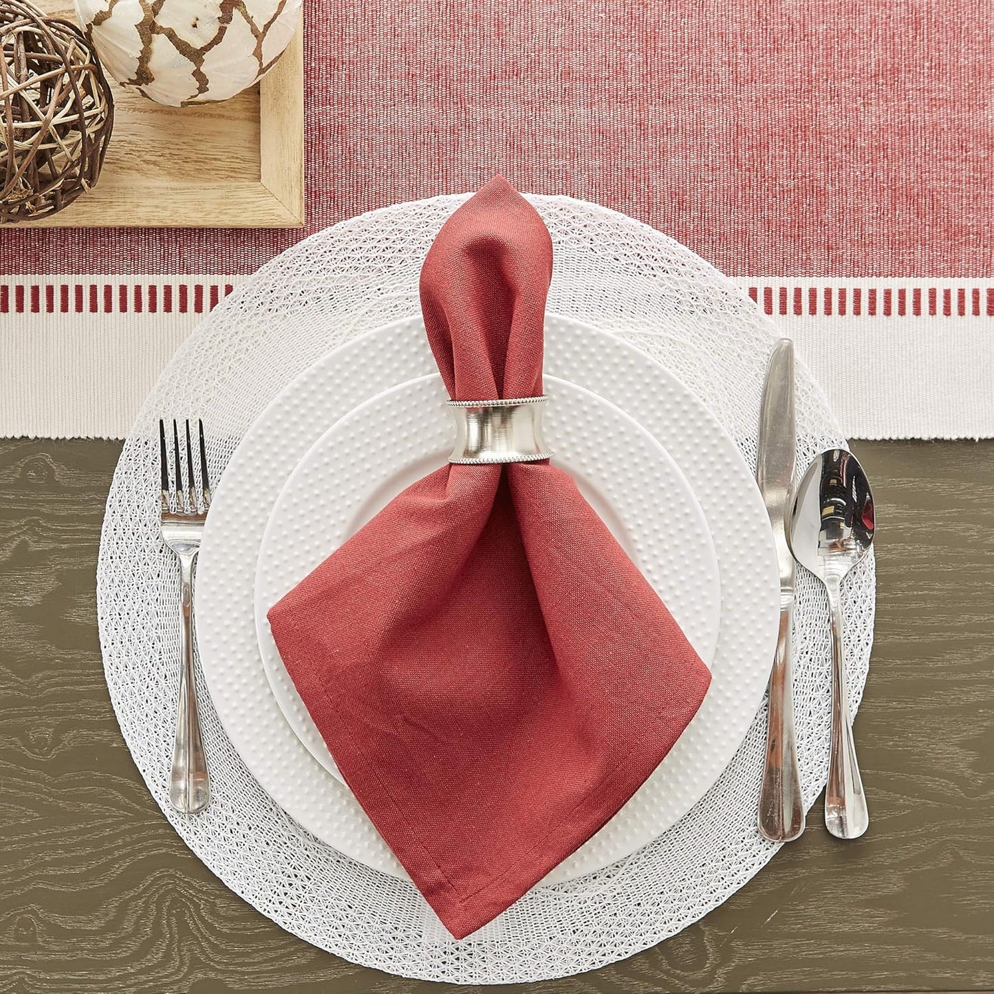 DII Dobby Stripe Woven Table Runner, 13x72-inch, French Blue