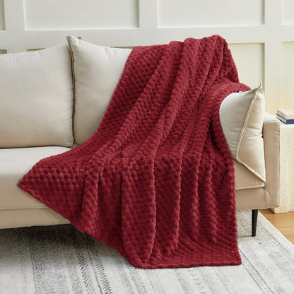 EXQ Home Fleece Throw Blanket for Couch or Bed - 3D Imitation Turtle Shell Jacquard Decorative Blankets - Cozy Soft Lightweight Fuzzy Flannel Blanket Suitable for All Seasons(50"×60",Beige)