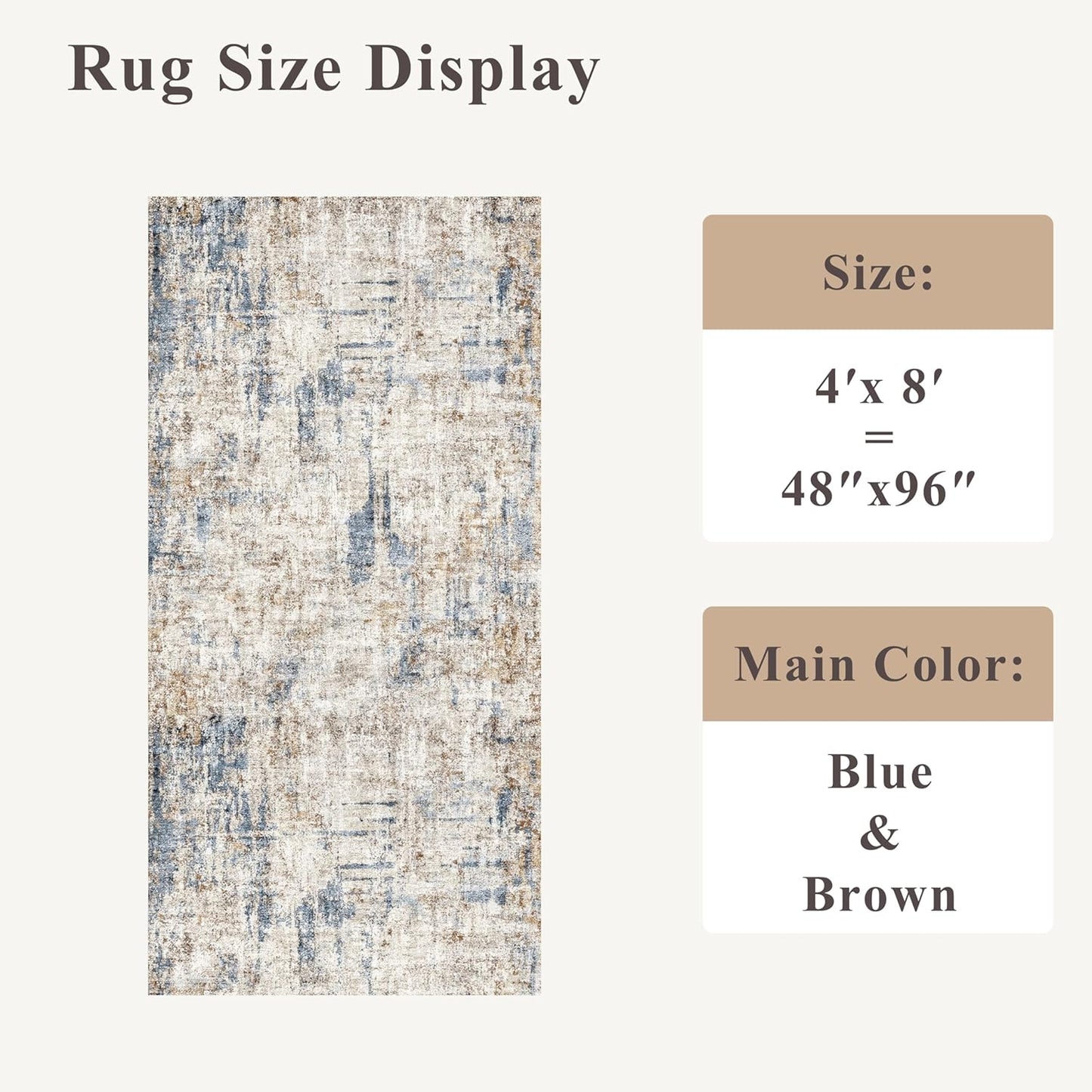 2x3 Washable Non-Slip Area Rug - Soft Low Pile Throw Rug for Kitchen Entryway Bedroom - Modern Indoor Door Mat with Rubber Backing (Beige Grey) - Colors B