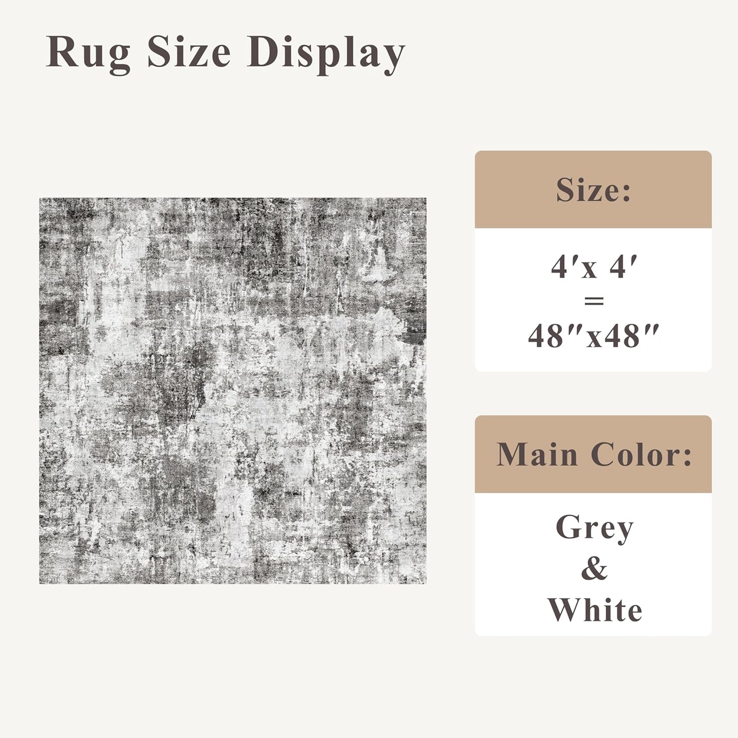 2x3 Washable Non-Slip Area Rug - Soft Low Pile Throw Rug for Kitchen Entryway Bedroom - Modern Indoor Door Mat with Rubber Backing (Beige Grey) - Colors A