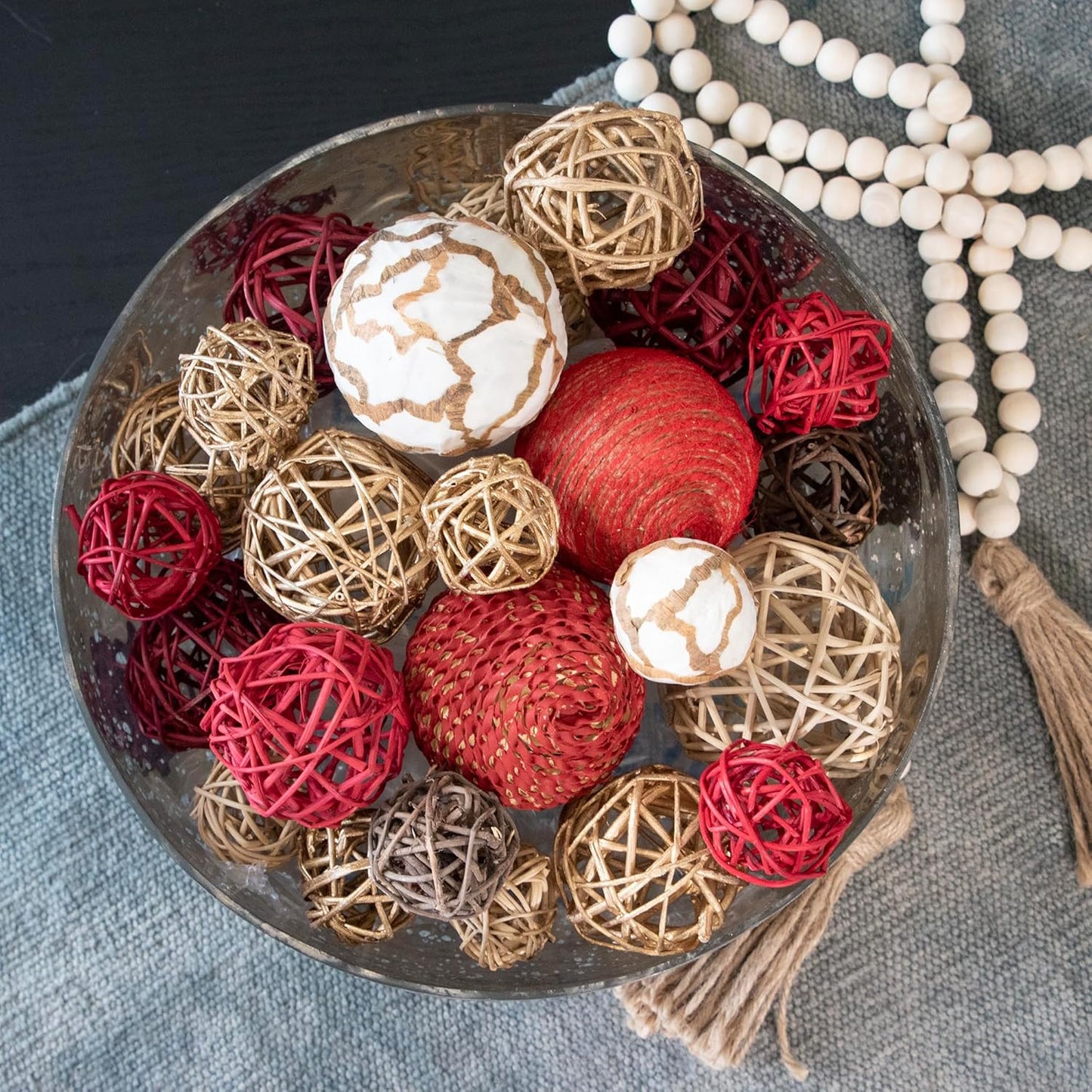 ANDALUCA Decorative Balls Bag Bowl Filler Home Decor (Beige)