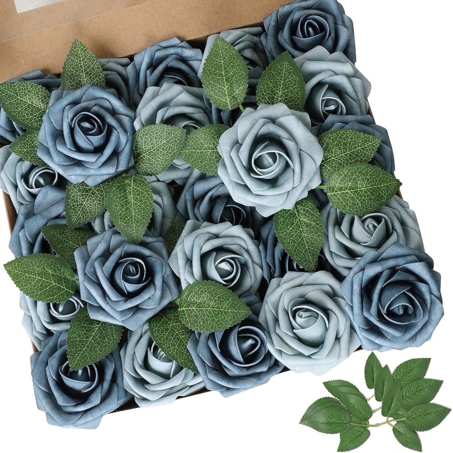 AmyHomie Artificial Flowers Dark Red Rose 25pcs Real Looking Fake Roses w/Stem for DIY Wedding Bouquets Centerpieces Arrangements Party Baby Shower Mothers Day Christmas Tree Decorations