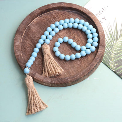 Meplait 39in Wood Bead Garland Farmhouse with Tassels,Versatile Prayer Beads Boho Chic Wall Hanging Home Decor (Black)