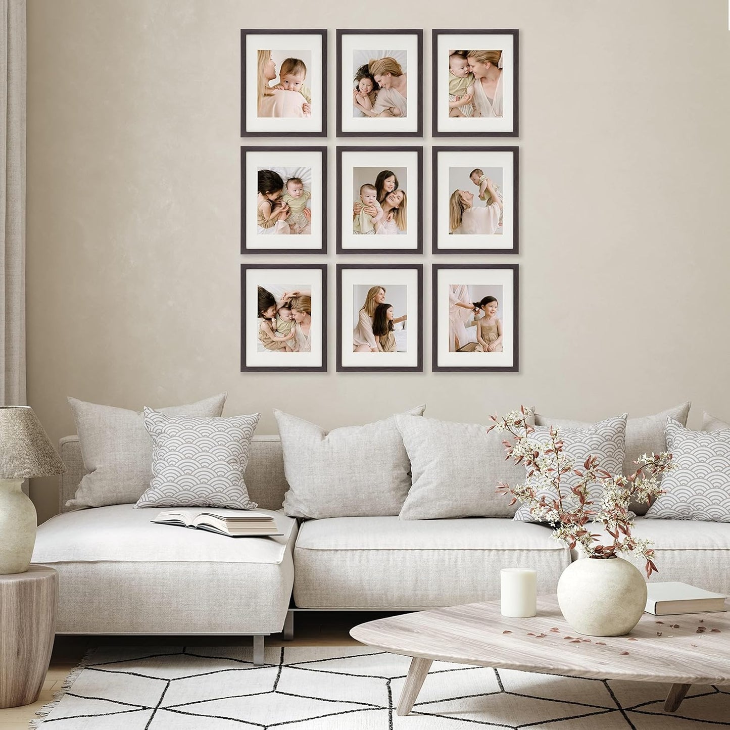Sheffield Home 9 Piece Gallery Wall Frame Set, 11x14 in. matted to 8x10 in. (Matte Black)