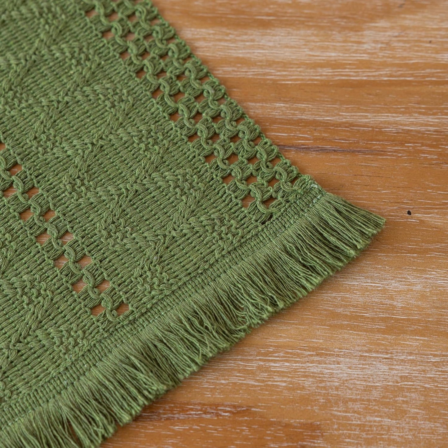 Keketoarrange Boho Sage Green Table Runner for Summer Home Decorations 12x72 Inches Farmhouse Small Macrame Woven Burlap Rustic Coffee Dresser Dining Kitchen Centerpiece Bohemian Decor