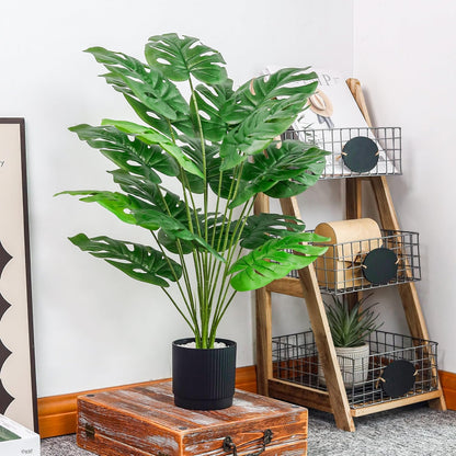 Der Rose 28" Fake Plants Large Artificial Monstera Faux Potted Plants Indoor Tall for Outdoor Living Room House Floor Front Porch Tree Decor