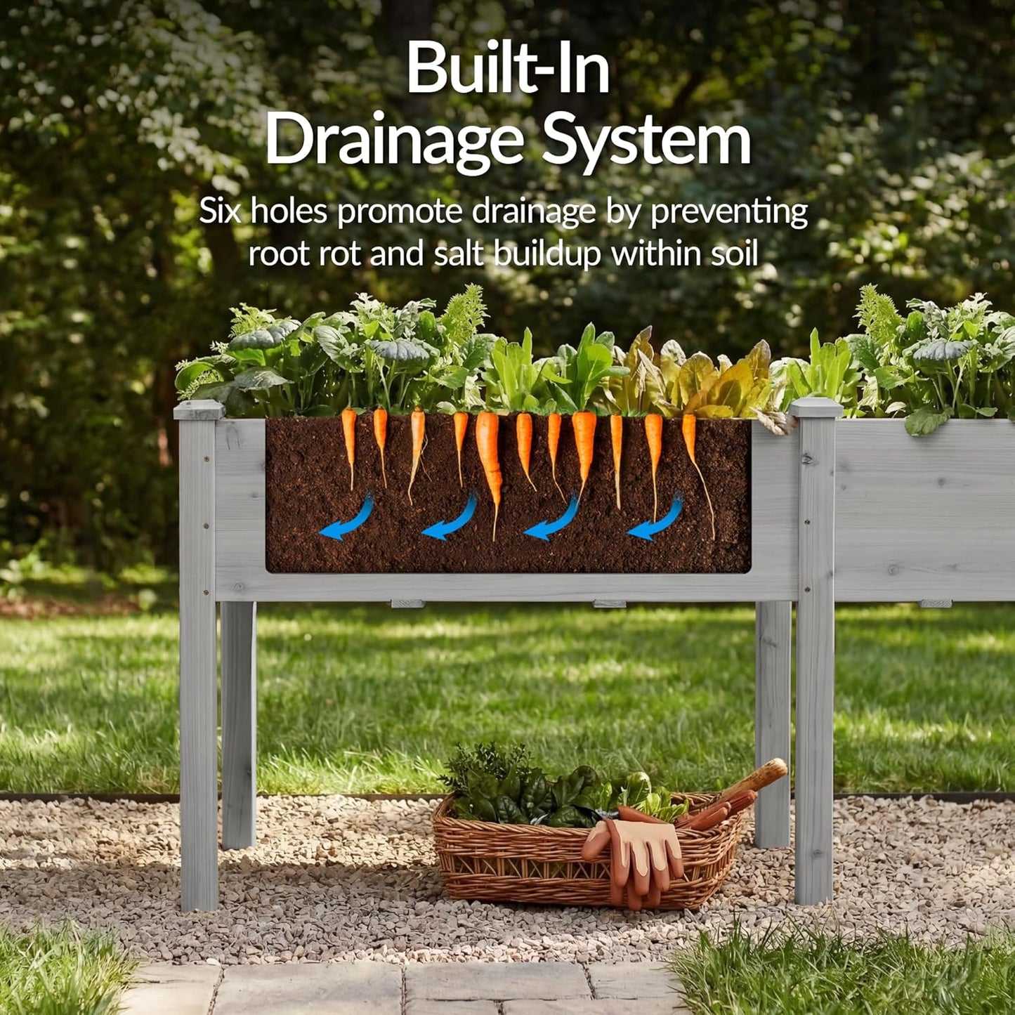 Best Choice Products 72x24x30in Raised Garden Bed, Elevated Wood Planter Box Stand for Backyard, Patio, Balcony w/Divider Panel, 6 Legs, 300lb Capacity - Natural