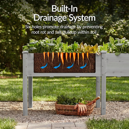 Best Choice Products 72x24x30in Raised Garden Bed, Elevated Wood Planter Box Stand for Backyard, Patio, Balcony w/Divider Panel, 6 Legs, 300lb Capacity - Natural