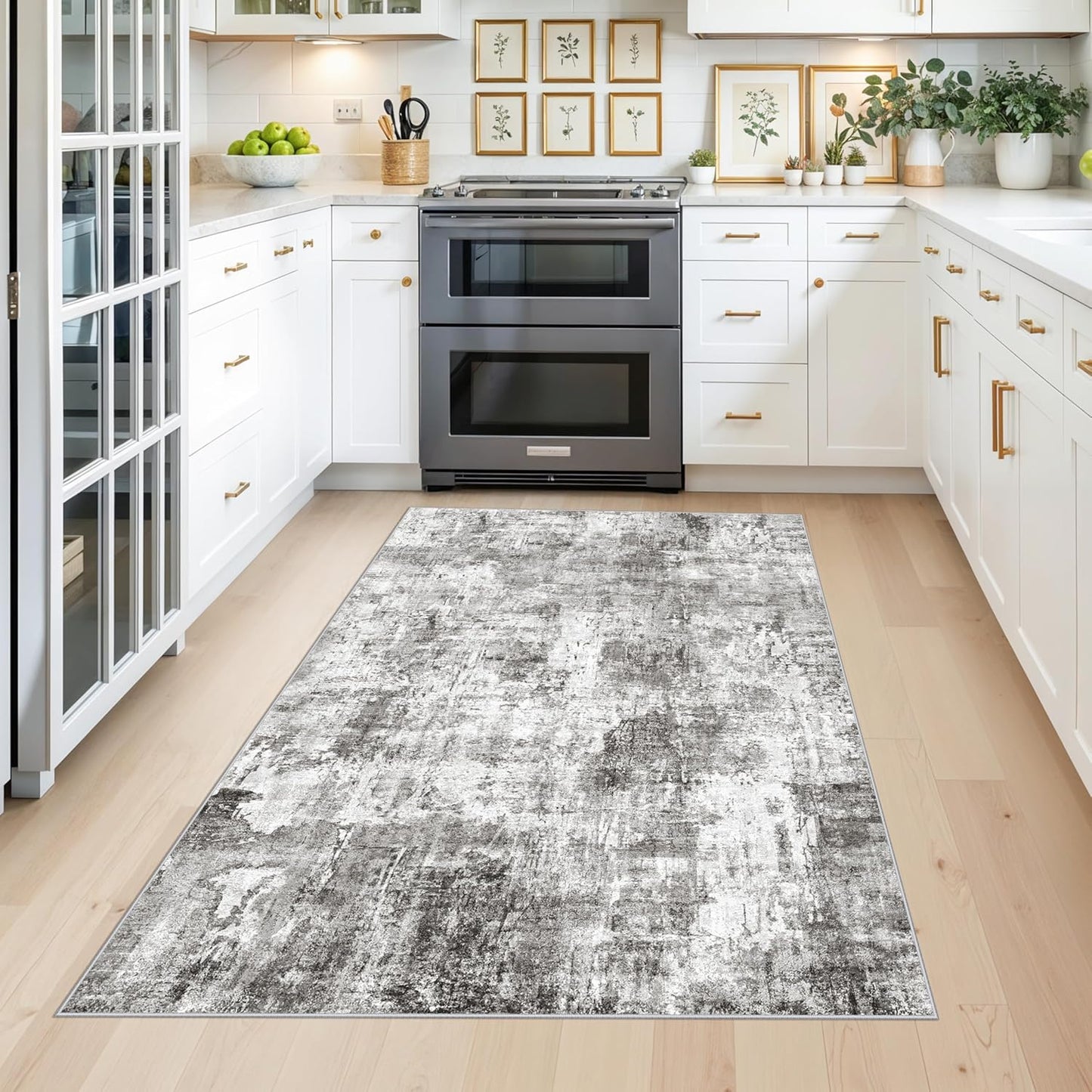 2x3 Washable Non-Slip Area Rug - Soft Low Pile Throw Rug for Kitchen Entryway Bedroom - Modern Indoor Door Mat with Rubber Backing (Beige Grey) - Colors A