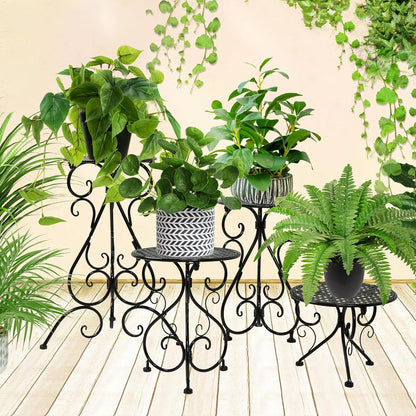 NAKUPE Plant Stand Indoor & Outdoor Flower Pot Stand 17" Tall Metal Plant Table,Single Planter Holder for Patio, Porch, Corner, Garden Decor, Balcony, Black(1 Pack)