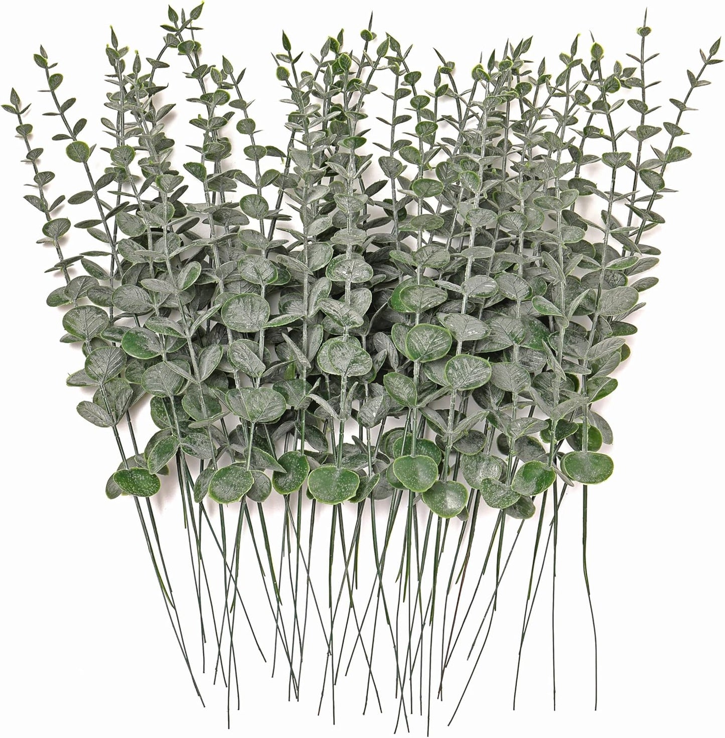 Fake Plants, 20Pcs Eucalyptus Stems Artificial Flowers, Fake Eucalyptus Leaves Stems, Plastic Grey Green Touch Leaf Branches for Home Office Flowers Bouquet Centerpiece Wedding Decoration