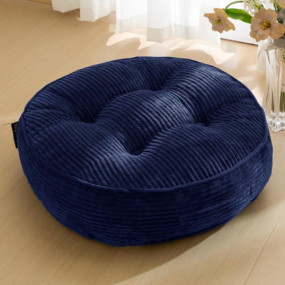 HIGOGOGO 6" Extra Thick Floor Pillow Cushion for Adults, Meditation Cushion Pillow, Large Square Floor Sitting, Tufted Corduroy Cover, for Tatami Living Room or Yoga, 22x22 Inch, 2Pack, Dark Grey