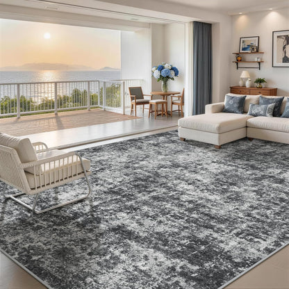 8x10 Area Rugs for Living Room Rug Washable: Abstract Large Rug for Dining Room Bedroom Carpet Non Slip 8 by 10 Indoor Modern Nursery Home Office Blue Grey