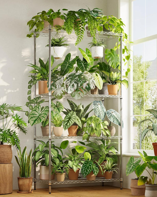 GENTINGBRO Plant Stand Indoor Outdoor 63" Tall Plant Shelf for Plants 14-Tier Large Plant Sheves for Living Room Heavy Duty Plant Rack Garden Balcony Patio Hanging Planter