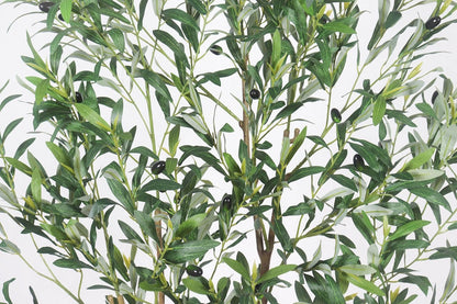 Artificial Olive Tree with White Pot,6FT high, Fake Tree containing 1440 Dense Leaves and 80 Highly Simulated Olive Fruits, Suitable for Home Office Living Room Floor Decoration