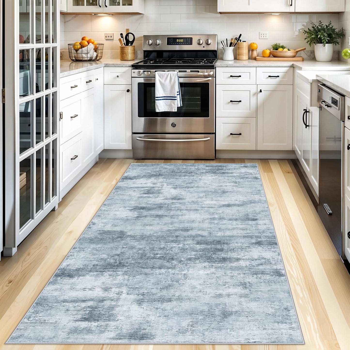 2x3 Washable Non-Slip Area Rug - Soft Low Pile Throw Rug for Kitchen Entryway Bedroom - Modern Indoor Door Mat with Rubber Backing (Beige Grey) - Colors B