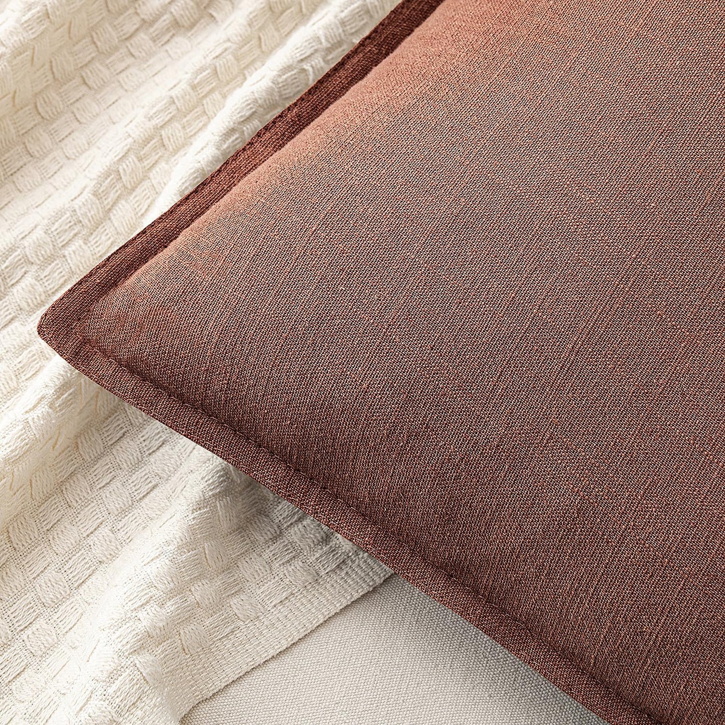 MIULEE Decorative Linen Euro Sham Pillow Covers 26x26 Cream White Boho Farmhouse Neutral Couch Throw Pillows for Bed Pack of 2 Accent Modern Pillowcase Sofa Livingroom Home Decor