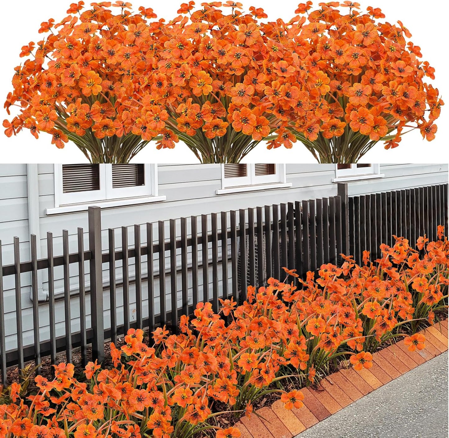 LikSoor 21 Bundles Artificial Outdoor UV Resistant Flowers No Fade Fake Outside Flowers Plastic Greenery Faux Shrubs Garden Porch Window Box Home Decoration(Purple)