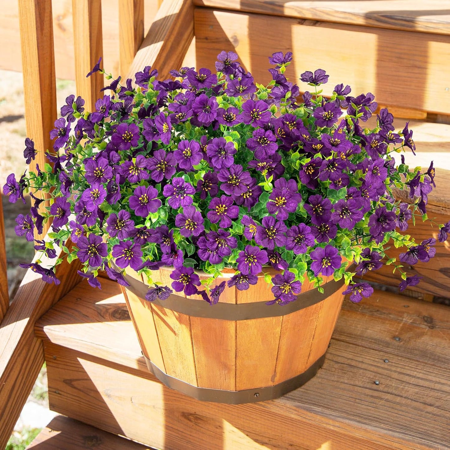 HyeFlora Artificial Flowers for Outdoor Indoor Garden Home Decoration, Faux Flower Daisy with Eucalyptus Leaves Fake Plants Greenery Boxwood Porch Patio, 12 Bundles (Mix Pink Red Purple Yellow)