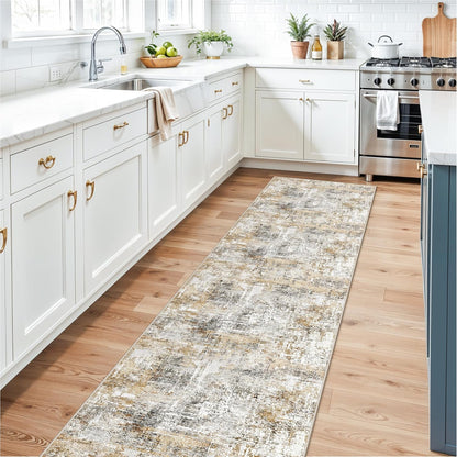 2x3 Washable Non-Slip Area Rug - Soft Low Pile Throw Rug for Kitchen Entryway Bedroom - Modern Indoor Door Mat with Rubber Backing (Beige Grey) - Colors A