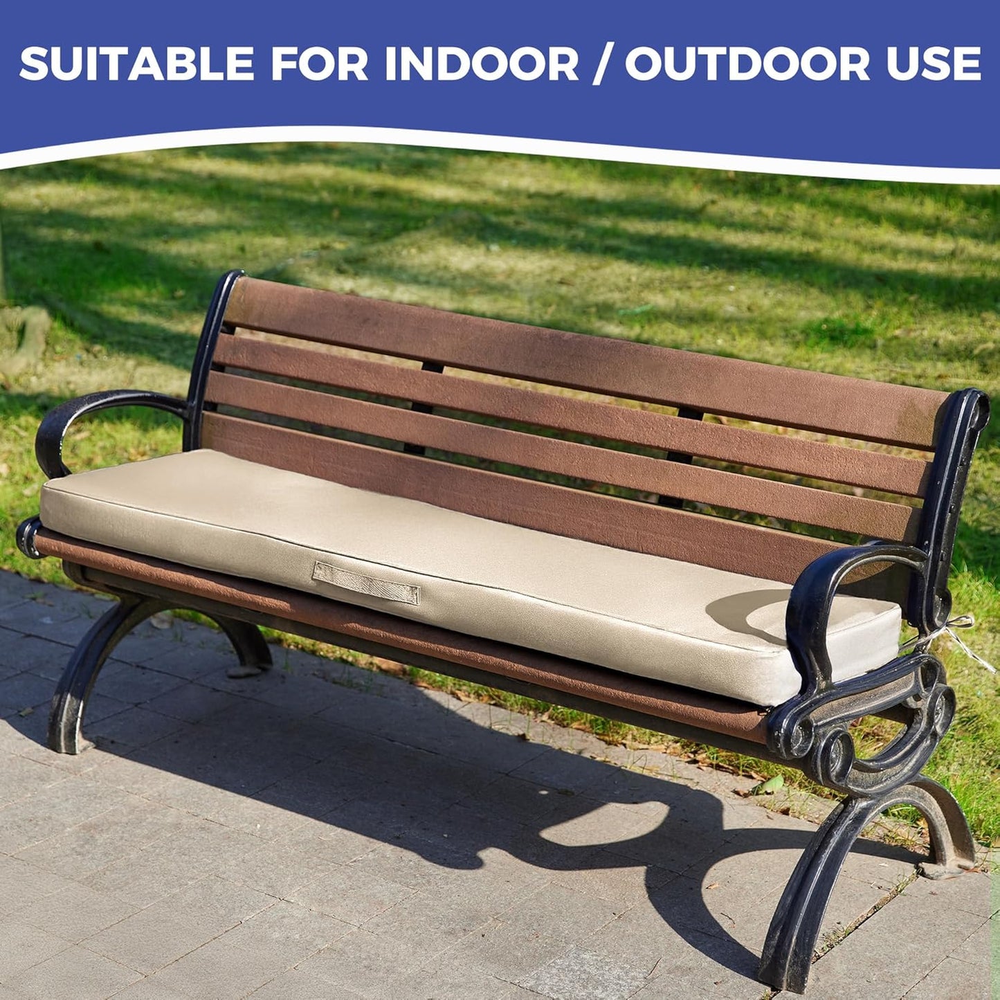 IPYNBAP Outdoor Bench Cushions for Outdoor Furniture, 48x18x3 Inch, Waterproof Bench Pillow, Fade Resistant Long Bench Seat Pads for Garden, Indoor, Porch Swing, Navy Blue