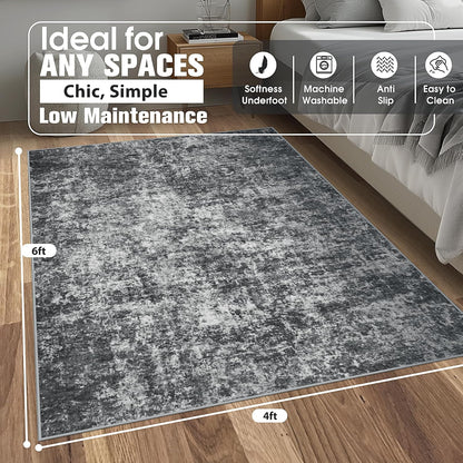 8x10 Area Rugs for Living Room Rug Washable: Abstract Large Rug for Dining Room Bedroom Carpet Non Slip 8 by 10 Indoor Modern Nursery Home Office Blue Grey