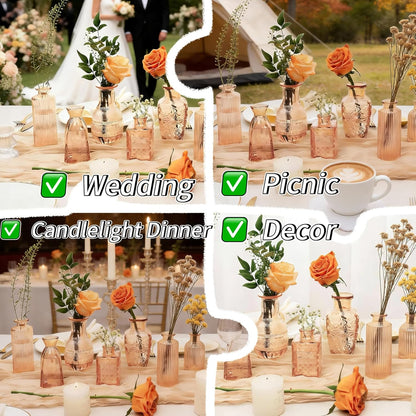 Clear Glass Bud Vase Set of 12 Pcs,Small Bud Vases in Bulk,Glass Crystal Flower Vases Table Centerpieces for Party Event Wedding Decor Baby Shower Decorations (Clear, 12 Pcs)