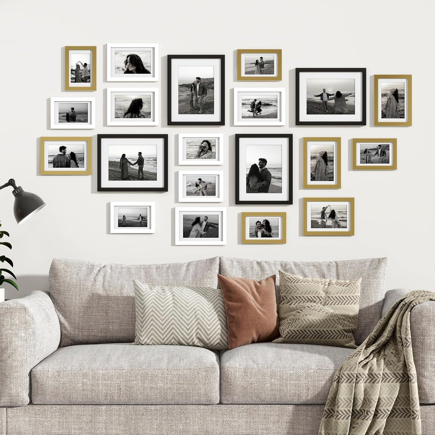 Venusmiles 20 Pack Picture Frames Collage Wall Decor, Gallery Frame Set for Wall Mounting or Tabletop Display, Multi Sizes Including 4pcs 8x10, 8pcs 5x7, 8pcs 4x6, Oak