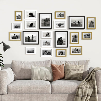 Venusmiles 20 Pack Picture Frames Collage Wall Decor, Gallery Frame Set for Wall Mounting or Tabletop Display, Multi Sizes Including 4pcs 8x10, 8pcs 5x7, 8pcs 4x6, Oak