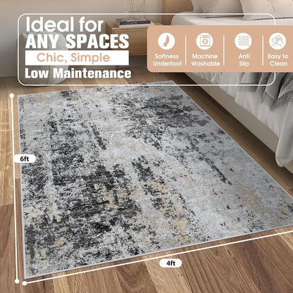 8x10 Area Rugs for Living Room Rug Washable: Abstract Large Rug for Dining Room Bedroom Carpet Non Slip 8 by 10 Indoor Modern Nursery Home Office Blue Grey