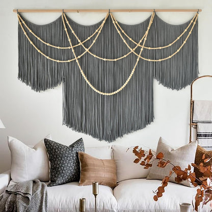 Flber Macrame Wall Hanging Macrame Wall Decor Large-Scale Tie-Dye Tapestry Living Home Room Wall Decor 57" Wx 35" L