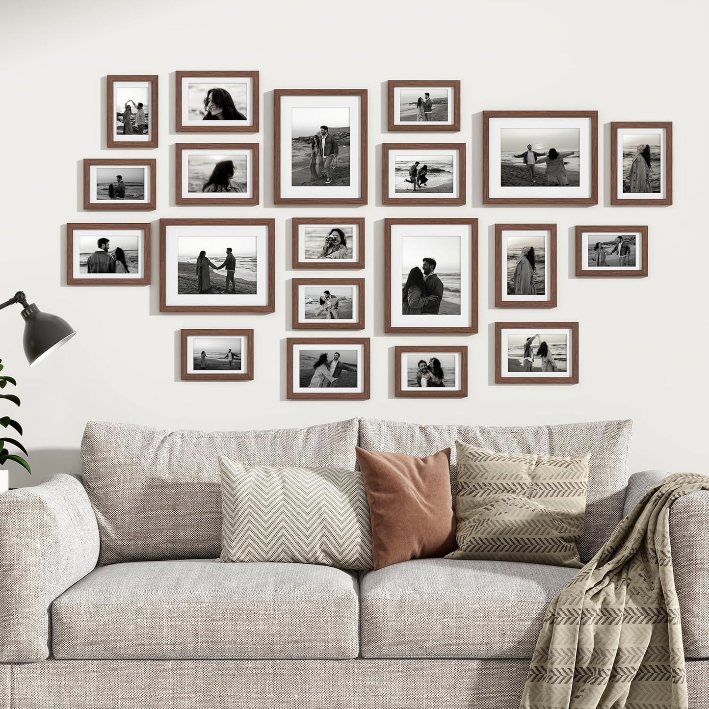 Venusmiles 20 Pack Picture Frames Collage Wall Decor, Gallery Frame Set for Wall Mounting or Tabletop Display, Multi Sizes Including 4pcs 8x10, 8pcs 5x7, 8pcs 4x6, Oak