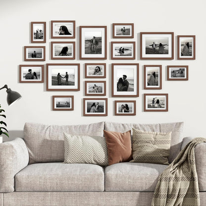 Venusmiles 20 Pack Picture Frames Collage Wall Decor, Gallery Frame Set for Wall Mounting or Tabletop Display, Multi Sizes Including 4pcs 8x10, 8pcs 5x7, 8pcs 4x6, Oak