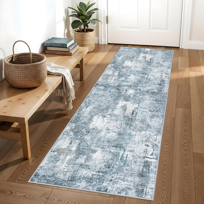 2x3 Washable Non-Slip Area Rug - Soft Low Pile Throw Rug for Kitchen Entryway Bedroom - Modern Indoor Door Mat with Rubber Backing (Beige Grey) - Colors A