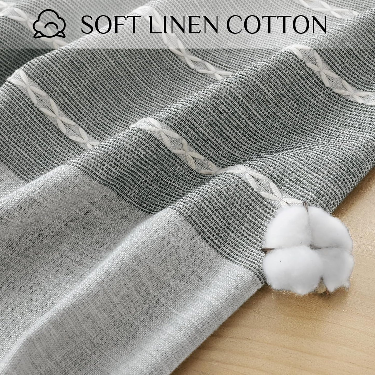 Softalker Outdoor Tablecloth Rectangle, Waterproof Linen Cotton Farmhouse Table Cloths with Tassel, Heavy Weight Wrinkle Free Boho Table Cover for Picnic Camping Dining - 55 x 70 Inch, Coffee Lines