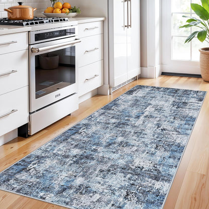2x3 Washable Non-Slip Area Rug - Soft Low Pile Throw Rug for Kitchen Entryway Bedroom - Modern Indoor Door Mat with Rubber Backing (Beige Grey) - Colors A