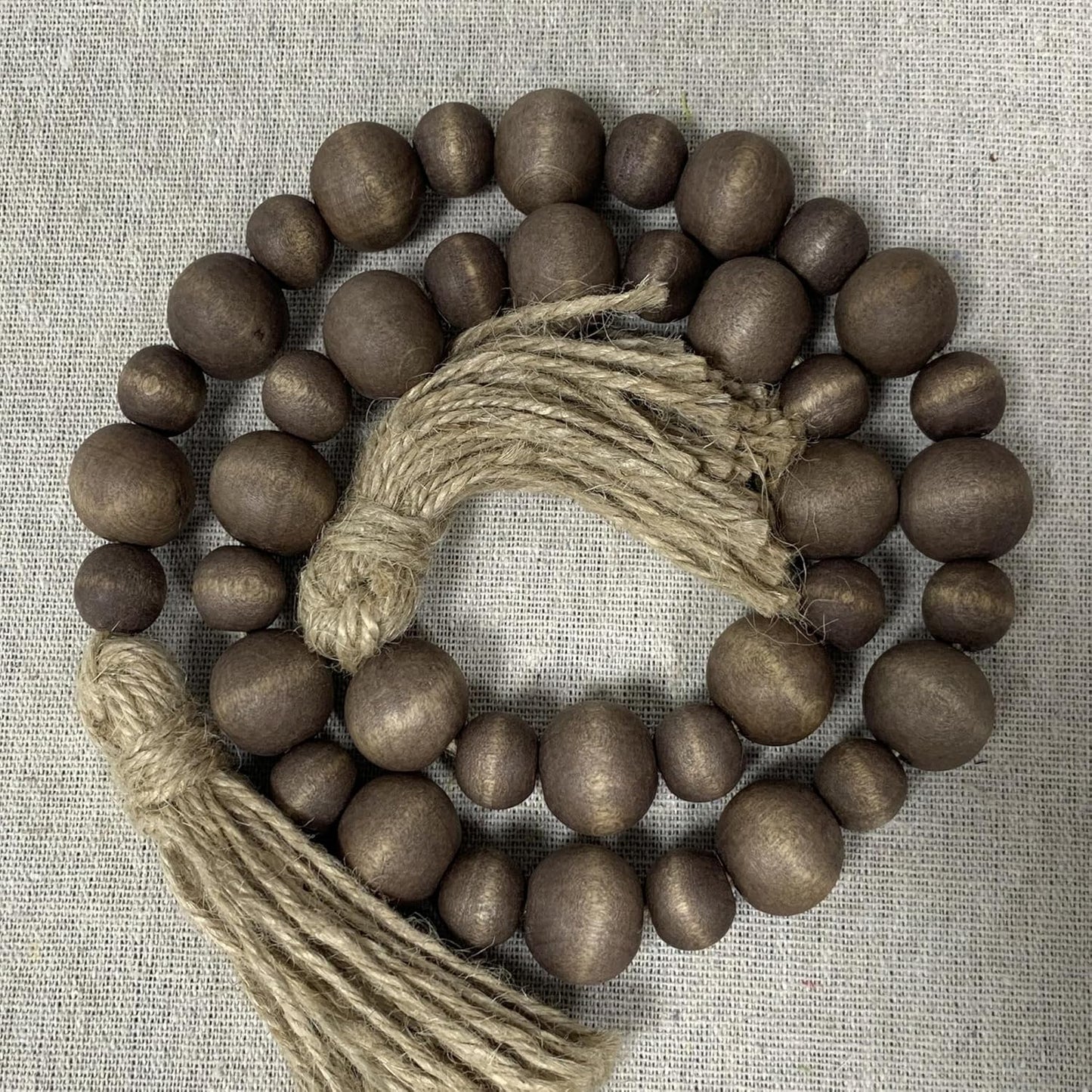 Handcrafted Farmhouse Wooden Decorative Beads Garland, Table Tray Boho Wood Beads with Tassel, Small Rustic Antique Decor for Home and Events (32" Rustic Blue)