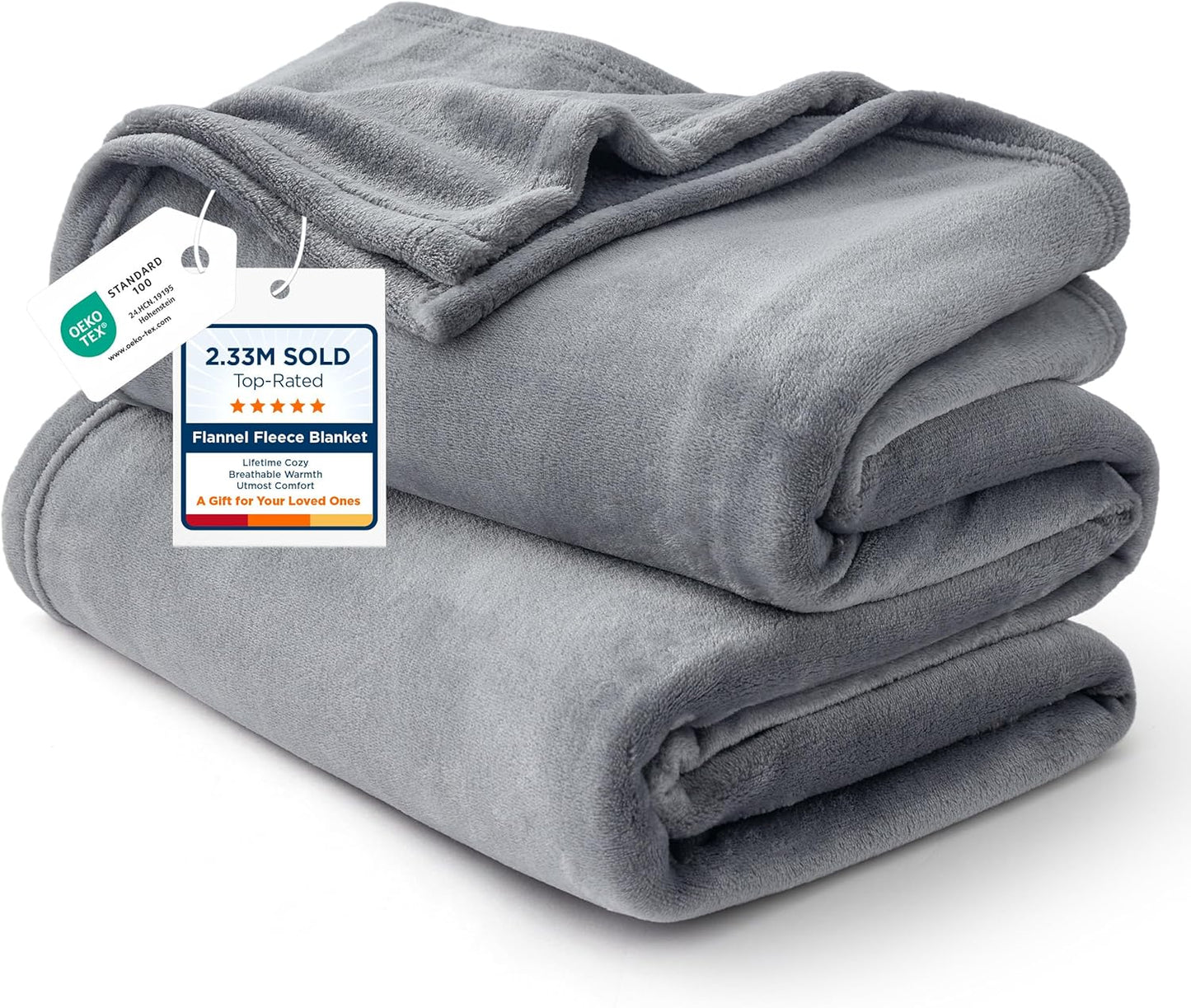 Bedsure GentleSoft Fleece Throw Blanket for Couch Grey - Lightweight Plush Fuzzy Cozy Soft Blankets and Throws for Sofa, Couch, Travel, Camping, 50x60 inches - Colors A