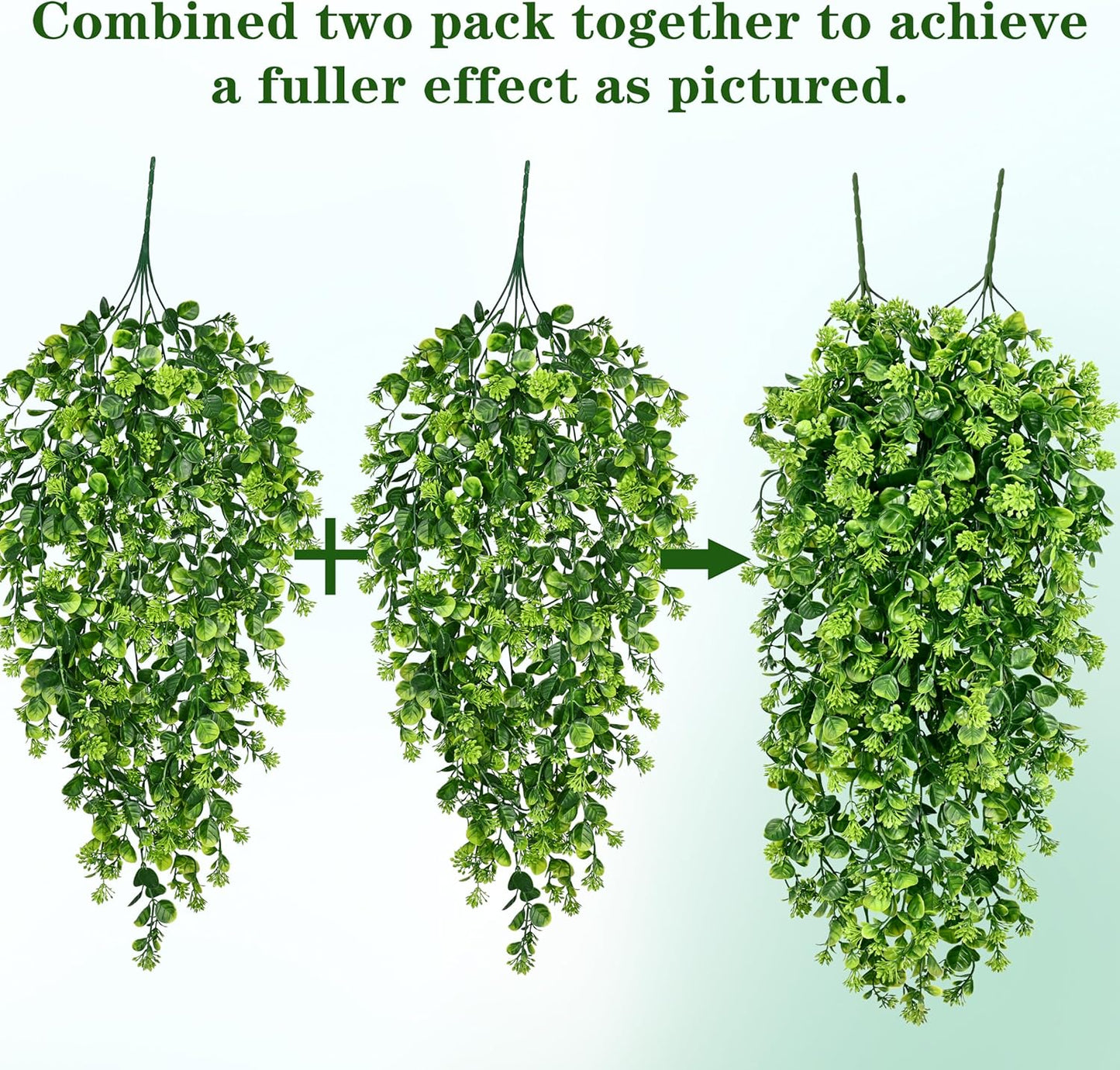 Waipfaru 4Pcs Fake Hanging Plants 2.7ft Fake Plants Eucalyptus Leaves UV Resistant Fake Vines Ivy Artificial Plants Outdoor Faux Plants Indoor Bedroom Living Room Boho Wall Porch Shelf Decor