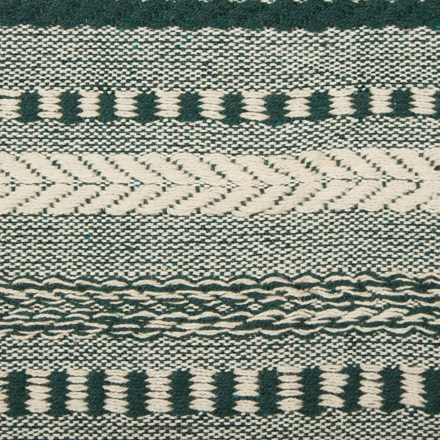 DII Farmhouse Braided Stripe Table Runner Collection, 15x72 (15x77, Fringe Included), Black
