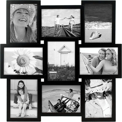 Malden International Designs 5 x 7 9-Opening Dimensional Collage Photo Wall Frame, Black