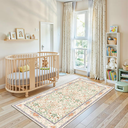 2x3 Washable Non-Slip Area Rug - Soft Low Pile Throw Rug for Kitchen Entryway Bedroom - Modern Indoor Door Mat with Rubber Backing (Beige Grey) - Colors A