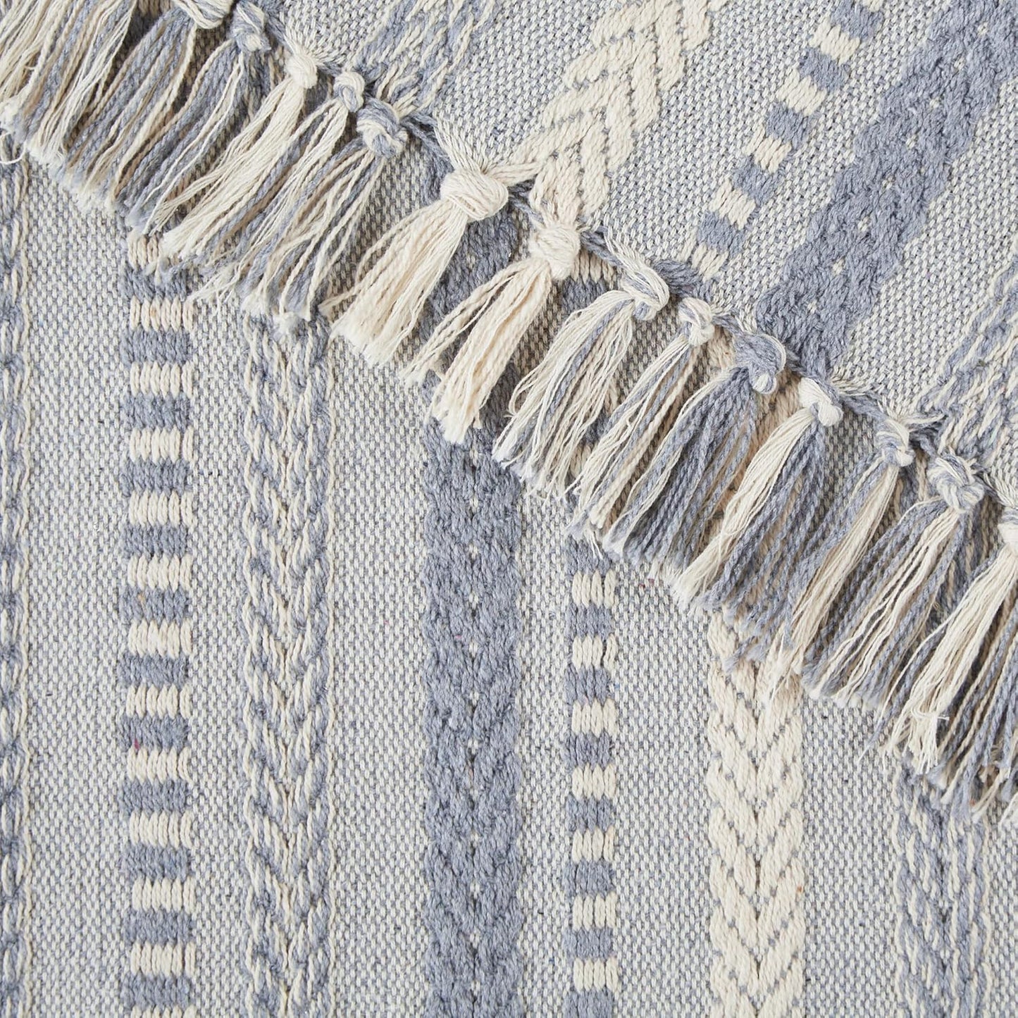 DII Farmhouse Braided Stripe Table Runner Collection, 15x72 (15x77, Fringe Included), Black